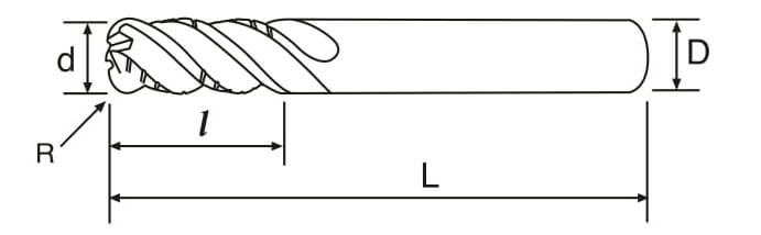 D10.0 x 1.0R x 22FL x 75OAL x 10SHK x Z4 Rough square endmills with Corner radius for component HRC 60